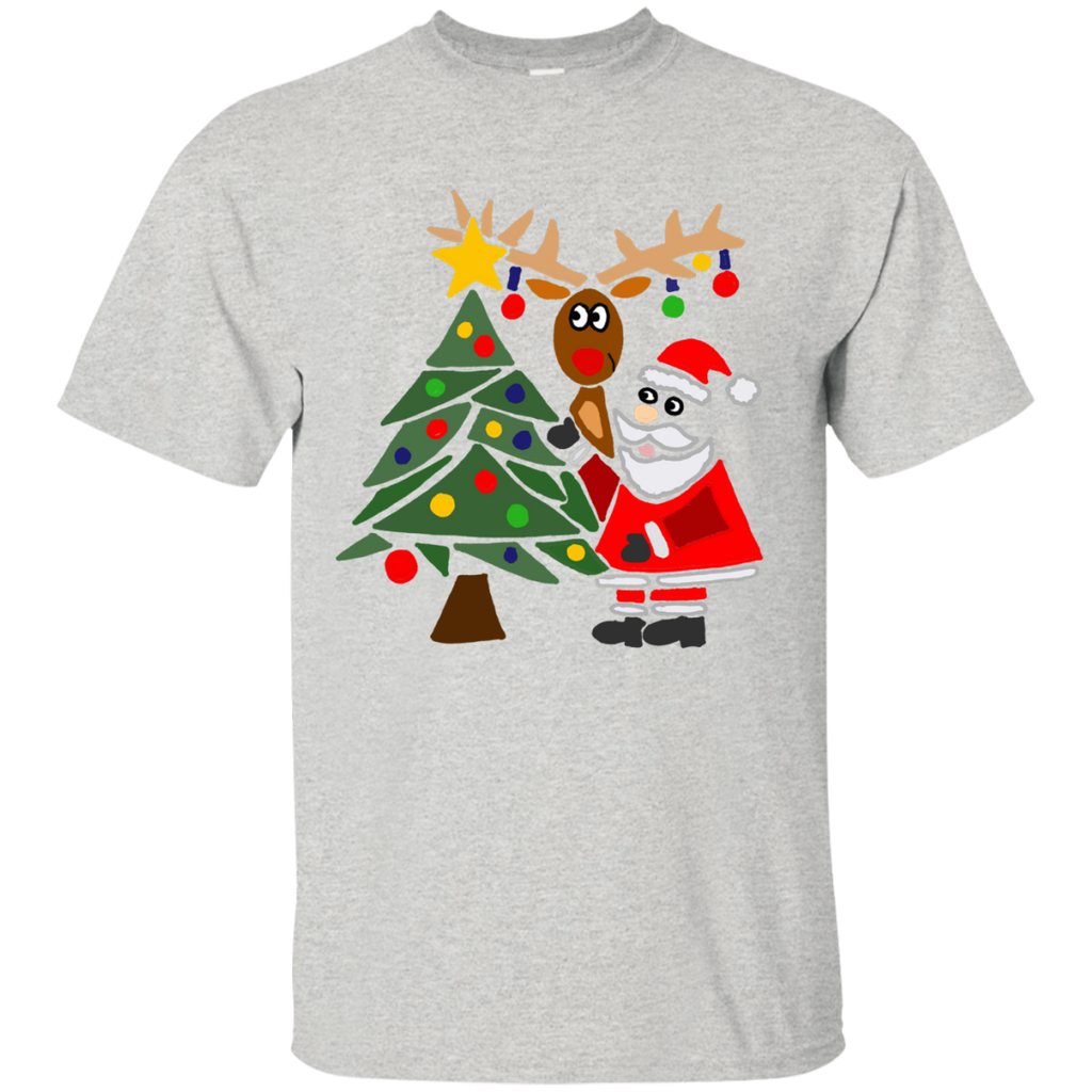 funny cute santa claus and christmas reindeer  T-Shirt