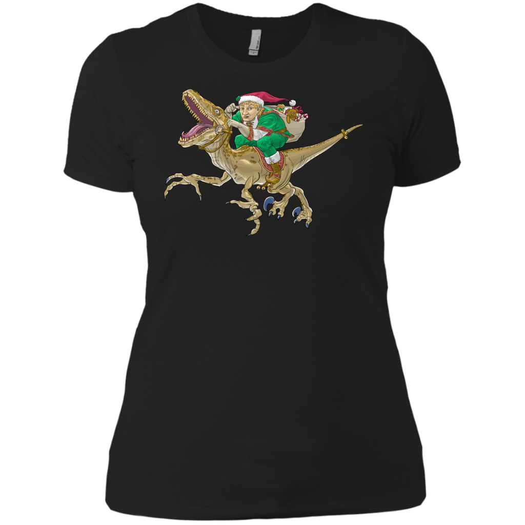 christmas elf riding a velociraptor holiday sweater T-Shirt