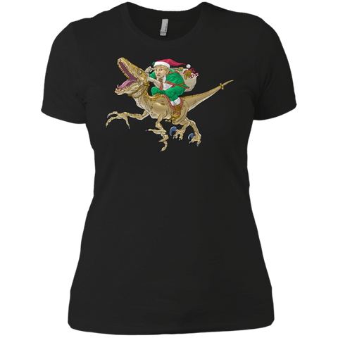 christmas elf riding a velociraptor holiday sweater T-Shirt