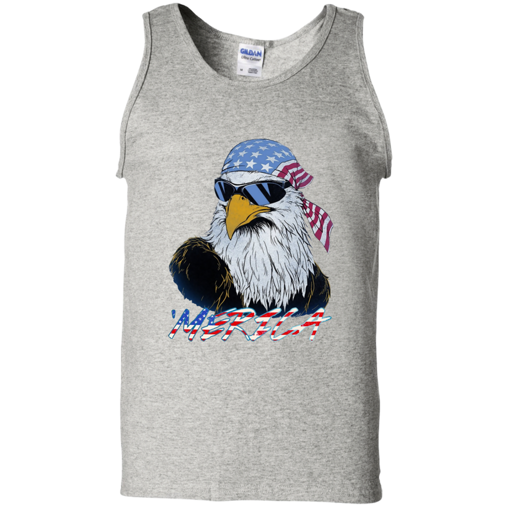 USA PRIDE MERICA MULLET EAGLE T-SHIRT | 4th of july shirt G220 Gildan 100% Cotton Tank Top