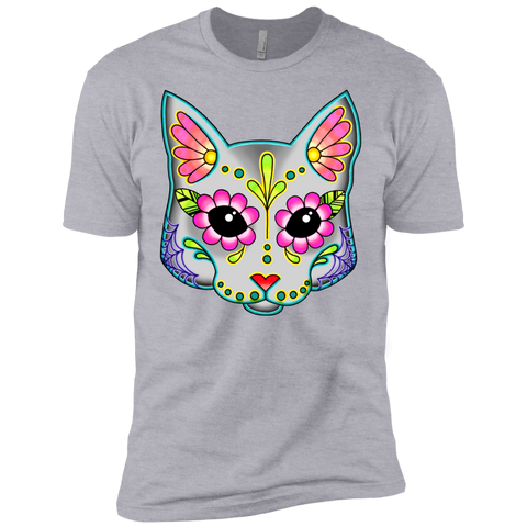 cat in grey - day of the dead sugar skull kitty sweatshirt T-Shirt