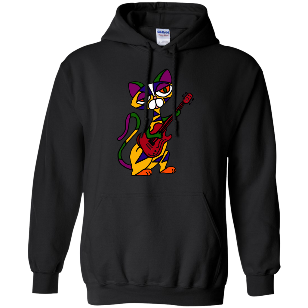 funny funky colorful cool cat playing electric guitar t- T-Shirt