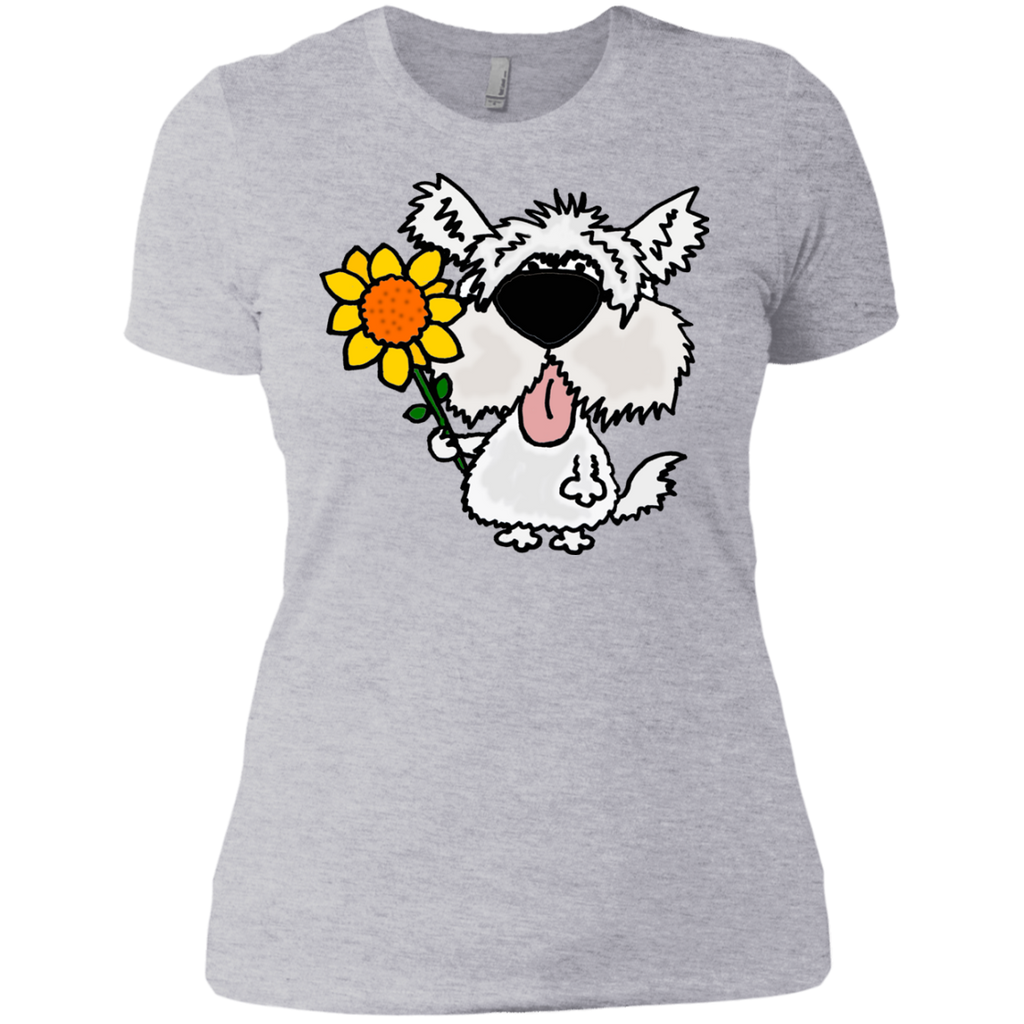 cool funny white furry dog holding sunflower T-Shirt