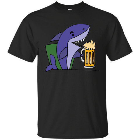 funny cool shark drinking glass of beer T-Shirt