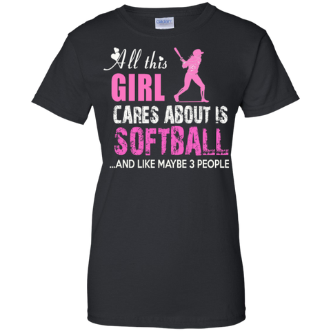 all this girl cares about is softball softball mom t T-Shirt