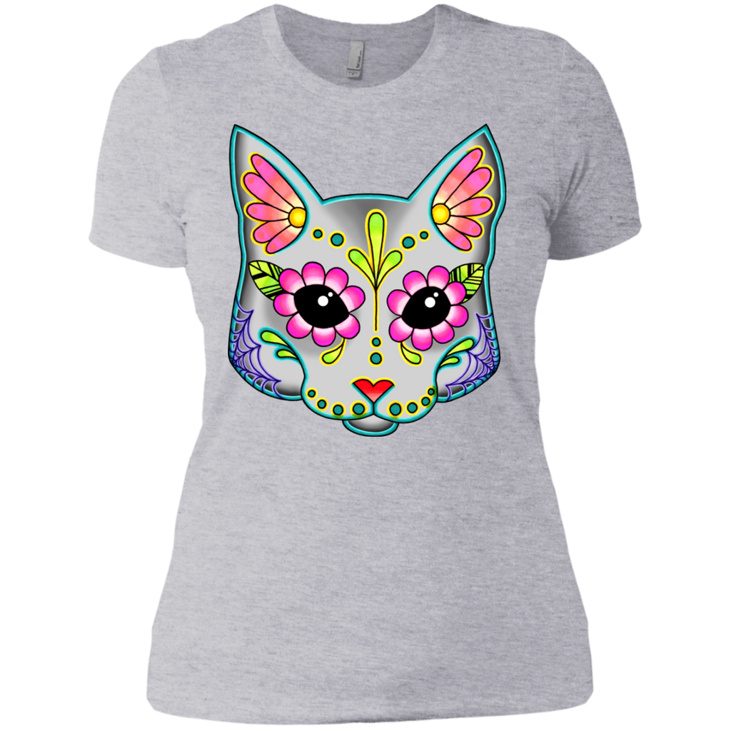 cat in grey - day of the dead sugar skull kitty sweatshirt T-Shirt