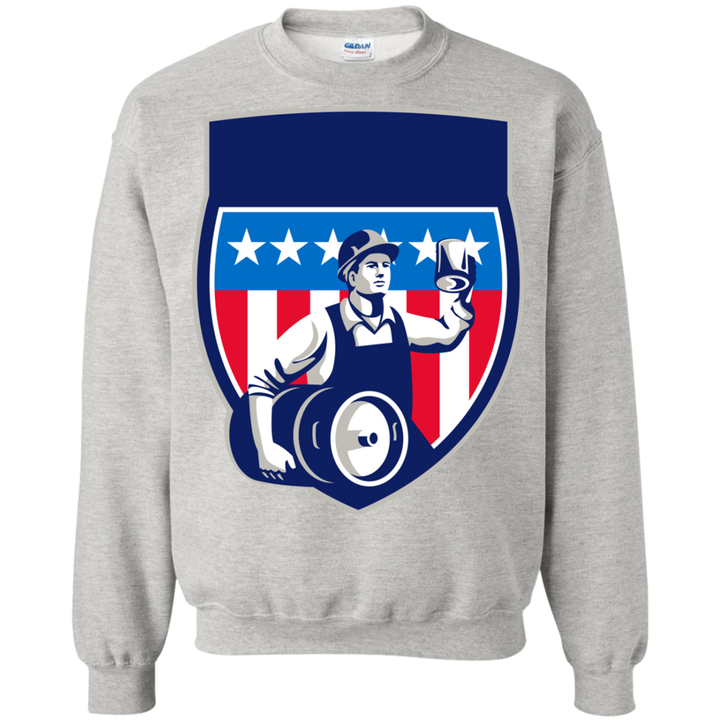 american construction worker beer keg crest retro T-Shirt