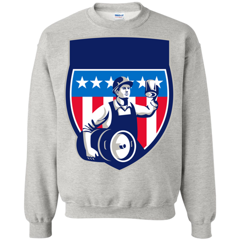 american construction worker beer keg crest retro T-Shirt