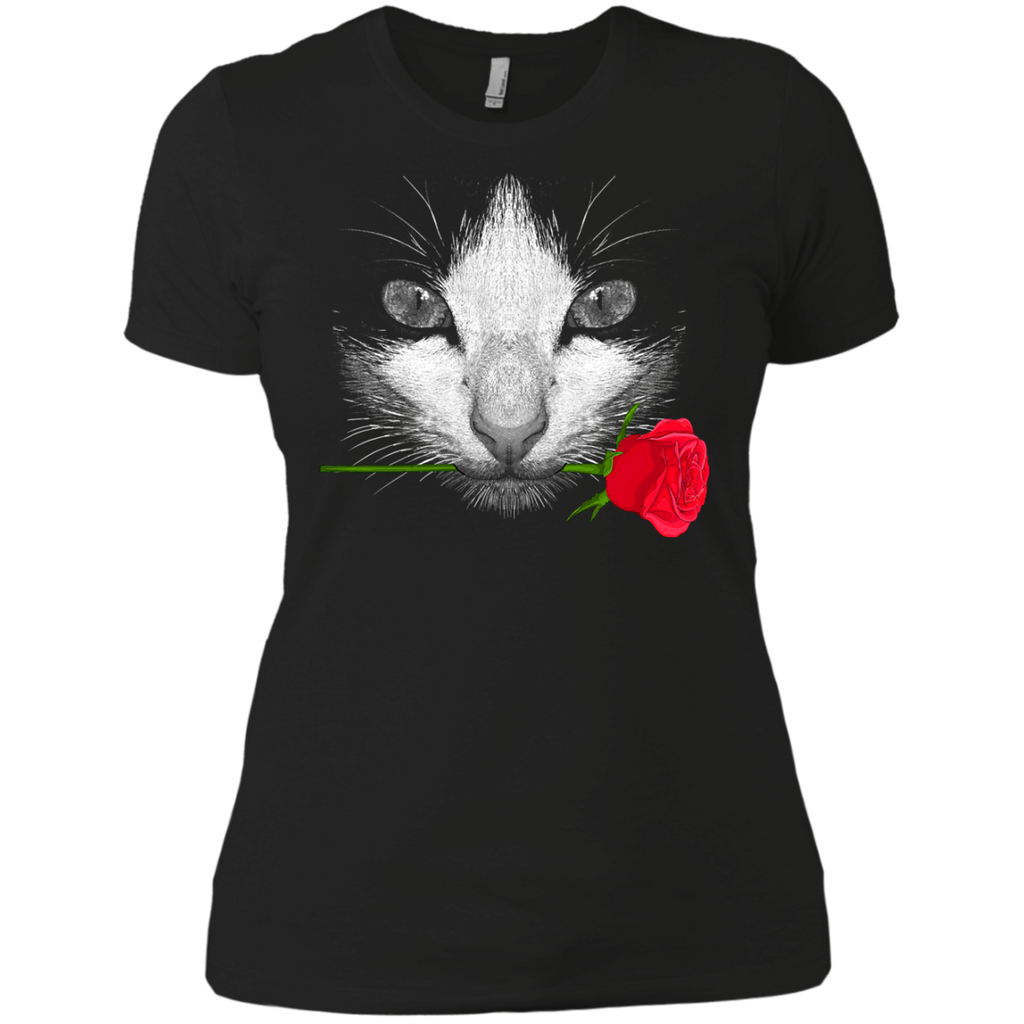 black cat with rose sweatshirt T-Shirt