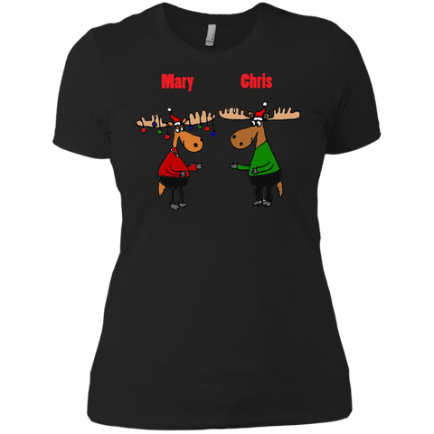 cool funny mary and chris moose christmas cartoon sweater T-Shirt