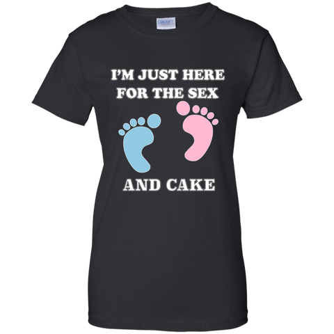 I'm Just Here For The Sex And Cake Baby Shower Gender Reveal G200L Gildan Ladies' 100% Cotton T-Shirt