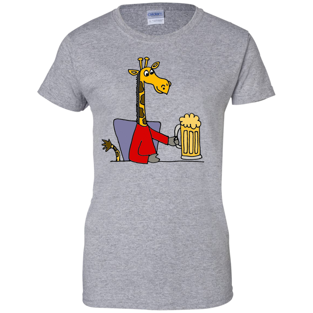 funny cool giraffe drinking tall mug of beer T-Shirt