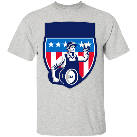 american construction worker beer keg crest retro T-Shirt