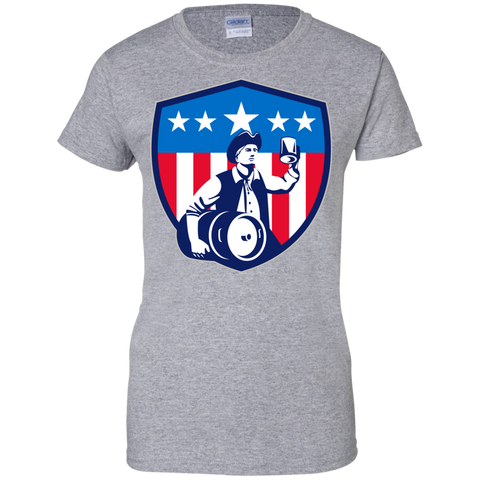 american patriot beer keg flag crest retro T-Shirt