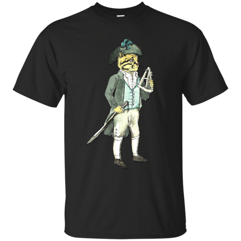 captain cat with a sword and sextant t- T-Shirt