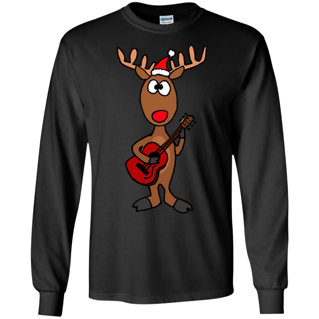 coo funny rudolph reindeer playing guitar holiday sweater T-Shirt