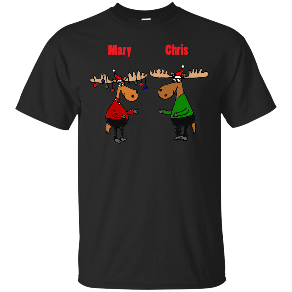 cool funny mary and chris moose christmas cartoon sweater T-Shirt