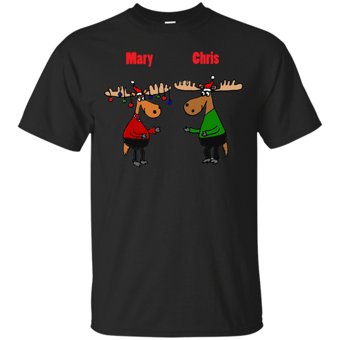 cool funny mary and chris moose christmas cartoon sweater T-Shirt