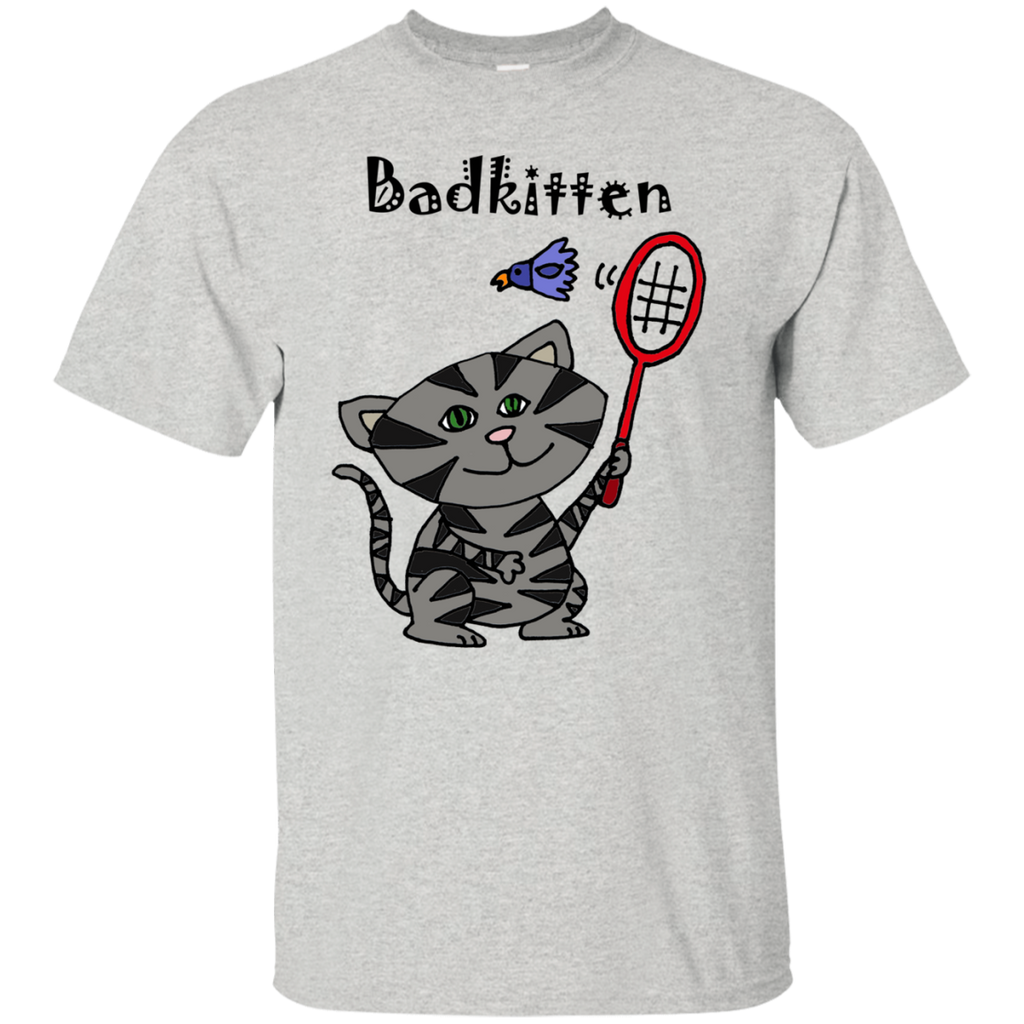 cool funny bad kitten playing badminton T-Shirt