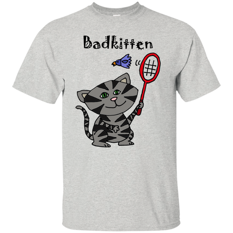 cool funny bad kitten playing badminton T-Shirt