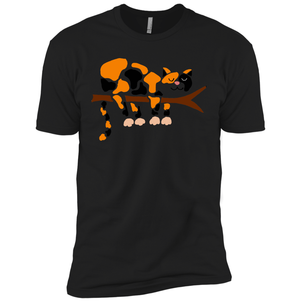 cool funny funky calico cat sleeping in tree t- T-Shirt