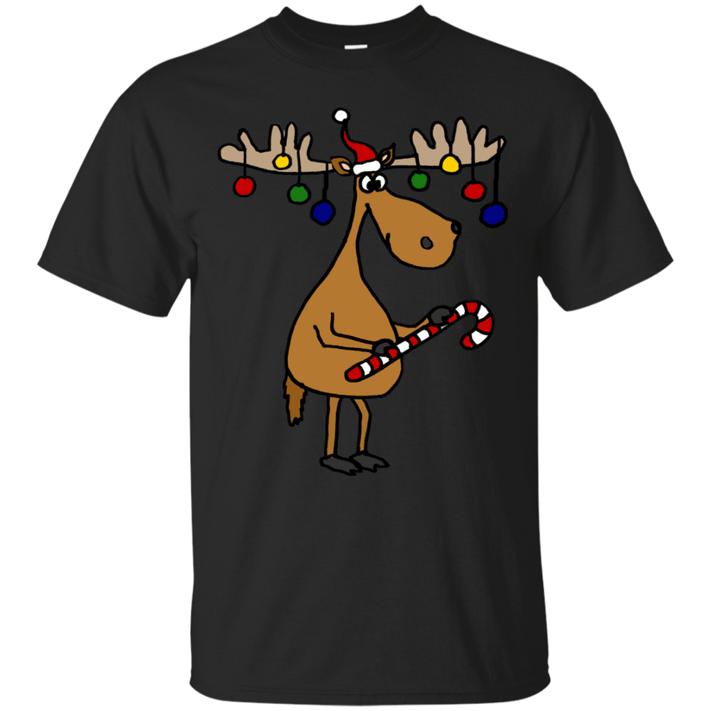 cool funny moose with christmas ornaments antlers holiday sweater T-Shirt