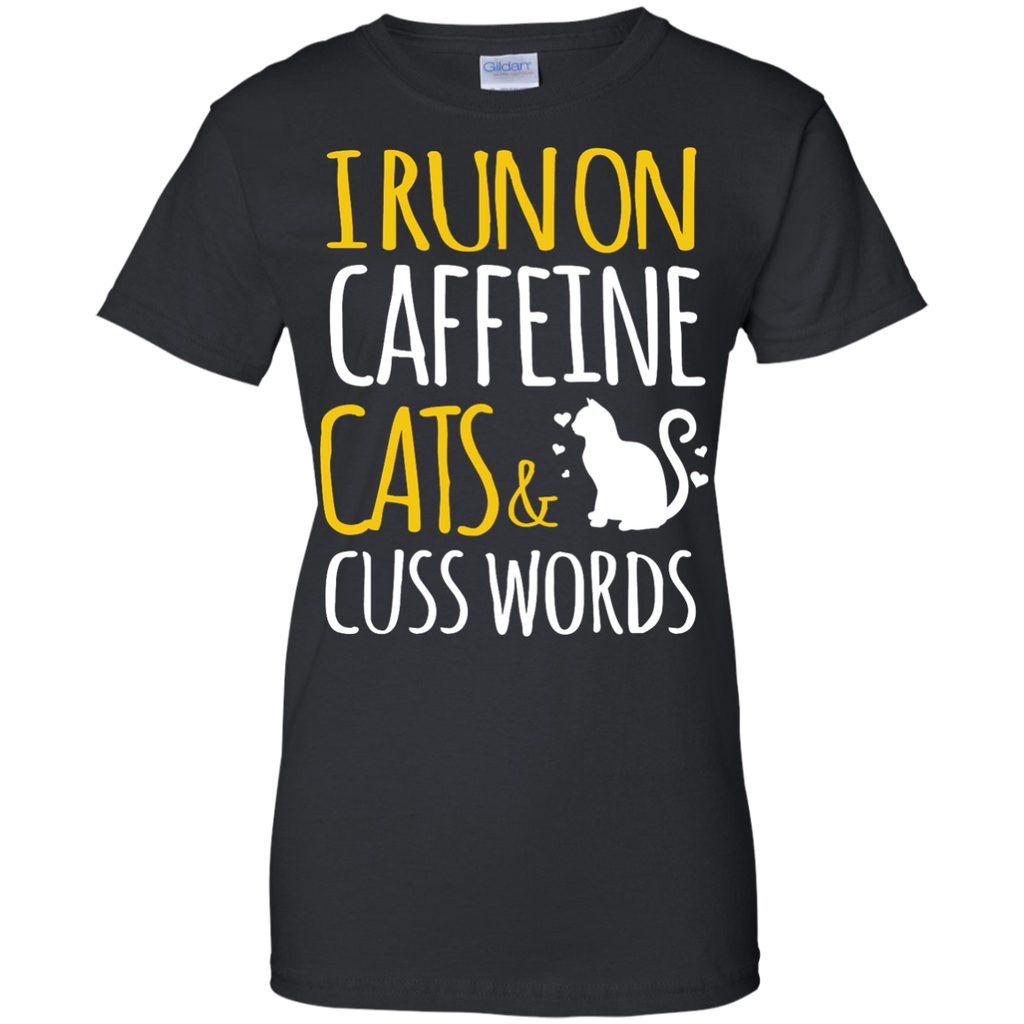 i run on caffeine cats & cuss words T-Shirt
