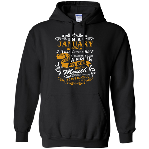 i'm a january woman i was born with my heart on my sleeve T-Shirt