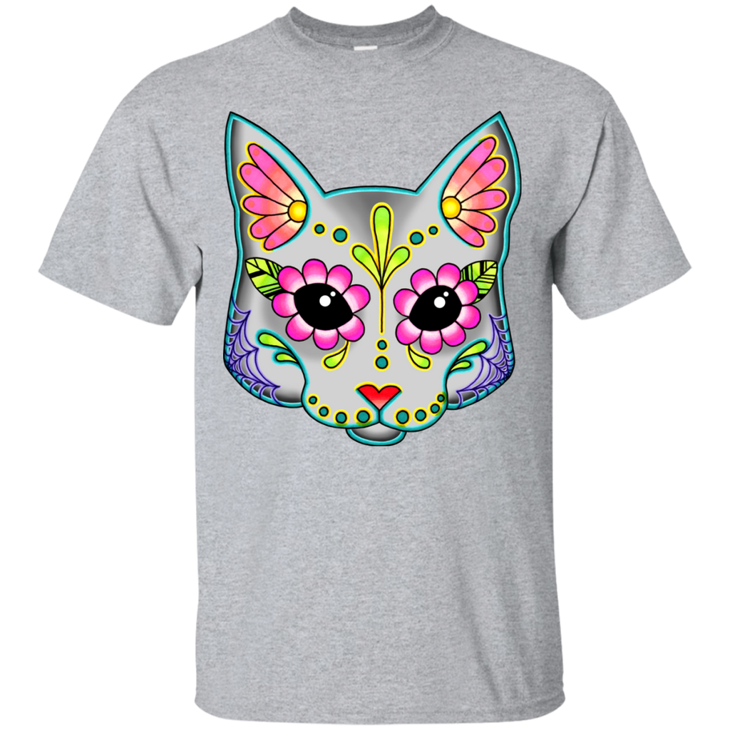 cat in grey - day of the dead sugar skull kitty sweatshirt T-Shirt