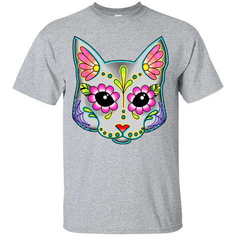 cat in grey - day of the dead sugar skull kitty sweatshirt T-Shirt