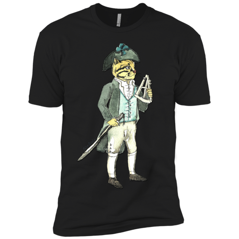 captain cat with a sword and sextant t- T-Shirt