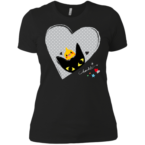 black cat,cockatiel,hearts  t- T-Shirt