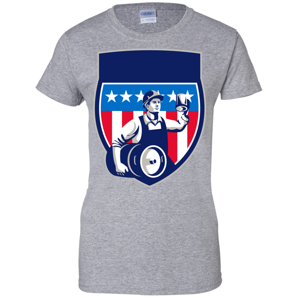 american construction worker beer keg crest retro T-Shirt