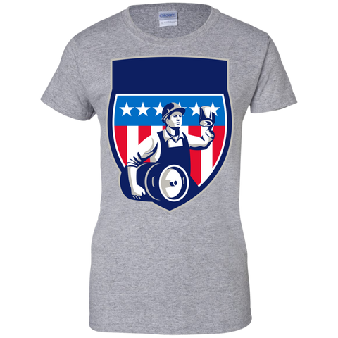 american construction worker beer keg crest retro T-Shirt