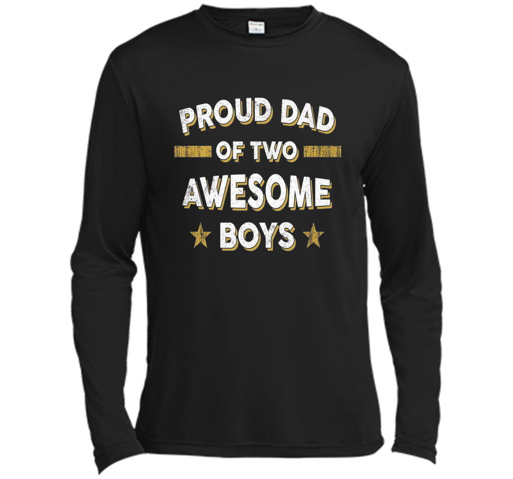 Men's Proud Dad of 2 Two Awesome Boys T Shirt (Father Papa Daddy)