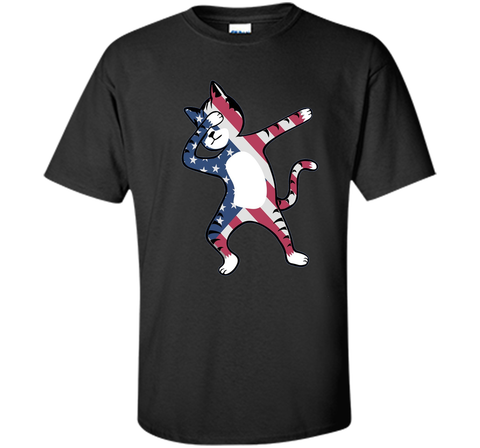 Funny Dabbing Cat American Flag Shirt 4th of July Clothing
