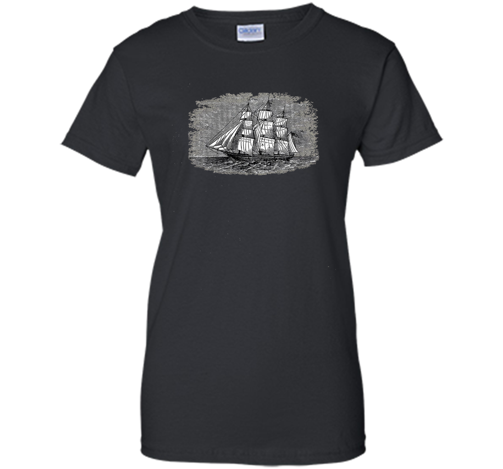 Antique vintage sailing ship Navy frigate pirate clipper tee