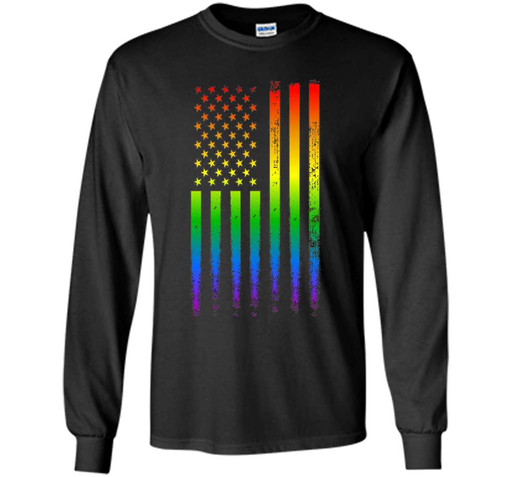LGBT American Flag Pride Rainbow T Shirt Gay Lesbian Trans