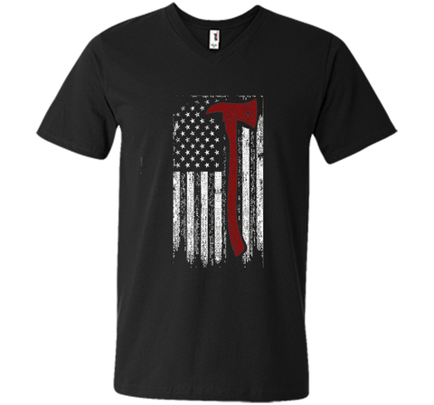 Distressed Firefighter Red Line USA Flag Graphic Shirt