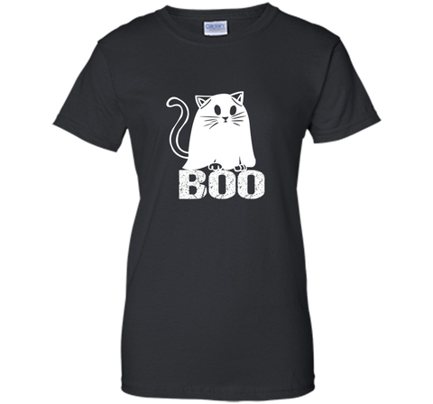 Cat Ghost Halloween Funny Tshirt Ladies Custom