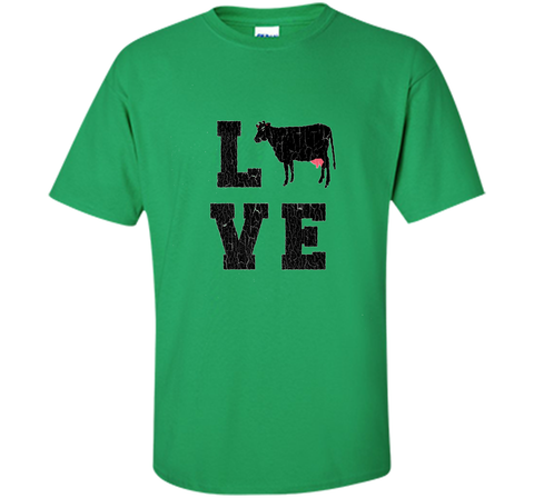I Love Heart Cow Funny T-shirt vintage cattle Farmer Tee