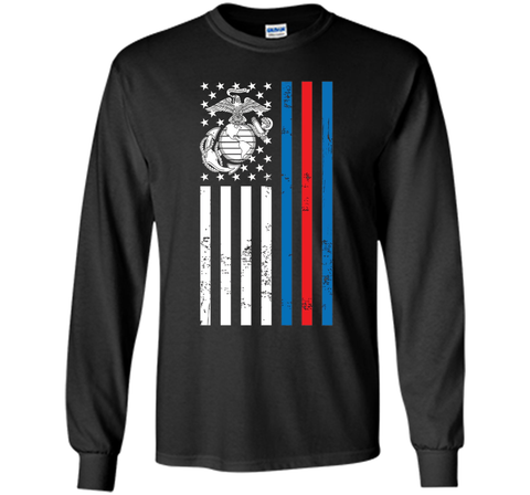 American Flag Blue Red Line Marine T-Shirt