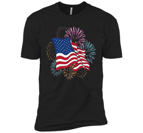 American Flag Patriotic T-Shirt Fireworks