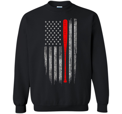 Baseball American Flag T-Shirt - Baseball Bat Flag T Shirt