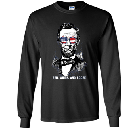 Red, White, and Booze - Lincoln Funny Independence Day Shirt