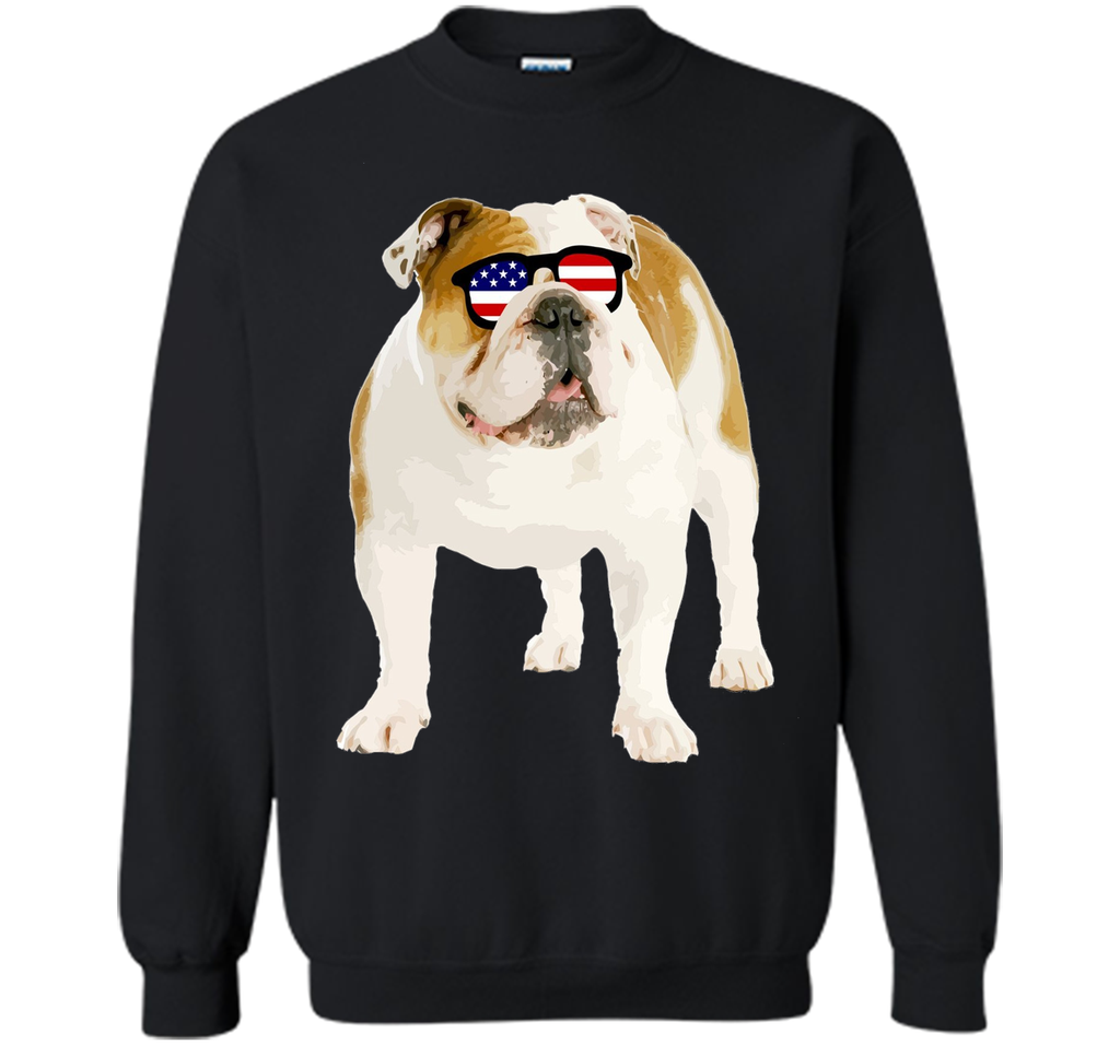 Patriotic Bulldog American Flag Sunglasses 4th of July Shirt