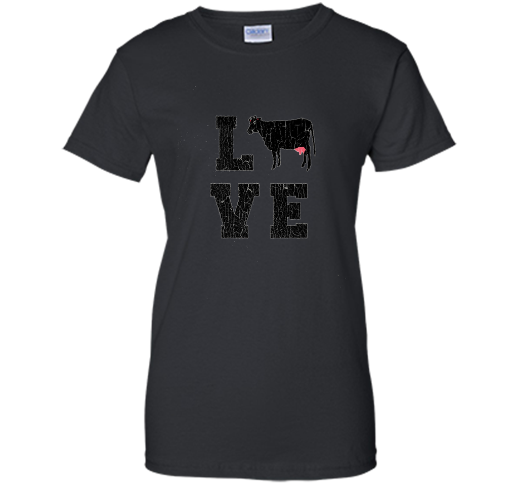 I Love Heart Cow Funny T-shirt vintage cattle Farmer Tee