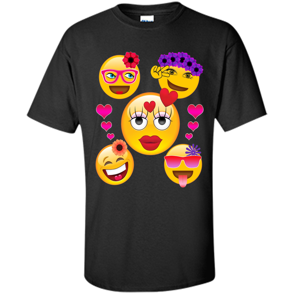 Cute Emoji Face Collage T-Shirt for Girls and Women