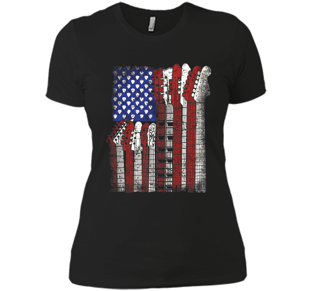 Guitar T Shirt US flag rock playable for men women