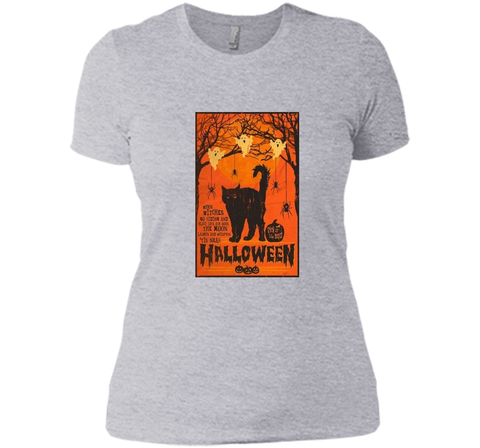 Vintage Style Black Cat, Ghost, Spiders Halloween T- Shirt Next Level Ladies Boyfriend Tee